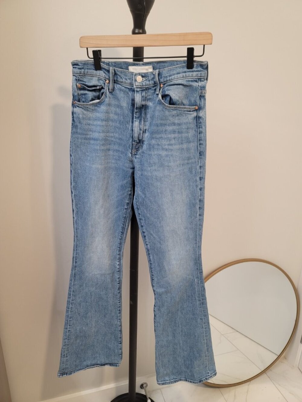 MOTHER Light Blue High-Rise Straight Jeans